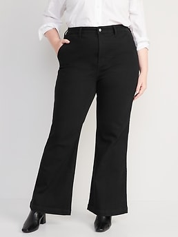 Extra High-Waisted Trouser Flare 360° Stretch Black Jeans for Women