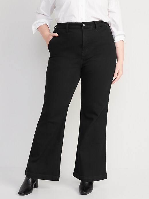 Image number 7 showing, Extra High-Waisted 360° Stretch Trouser Flare Black Jeans for Women