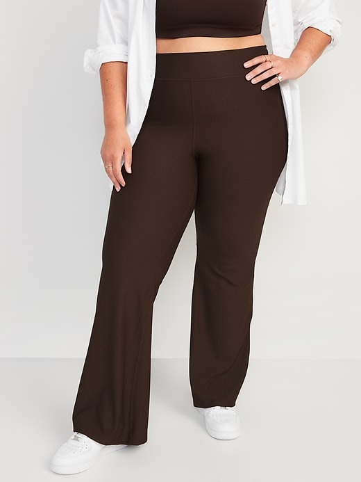 High-Waisted Rib-Knit Split Flare Lounge Pants for Women, Old Navy