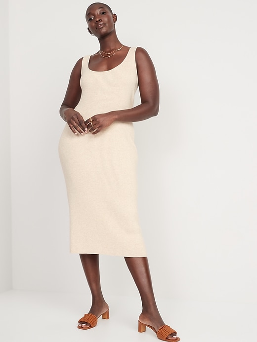 old navy ribbed midi dress Fitted Short-Sleeve Rib-Knit Midi Dress