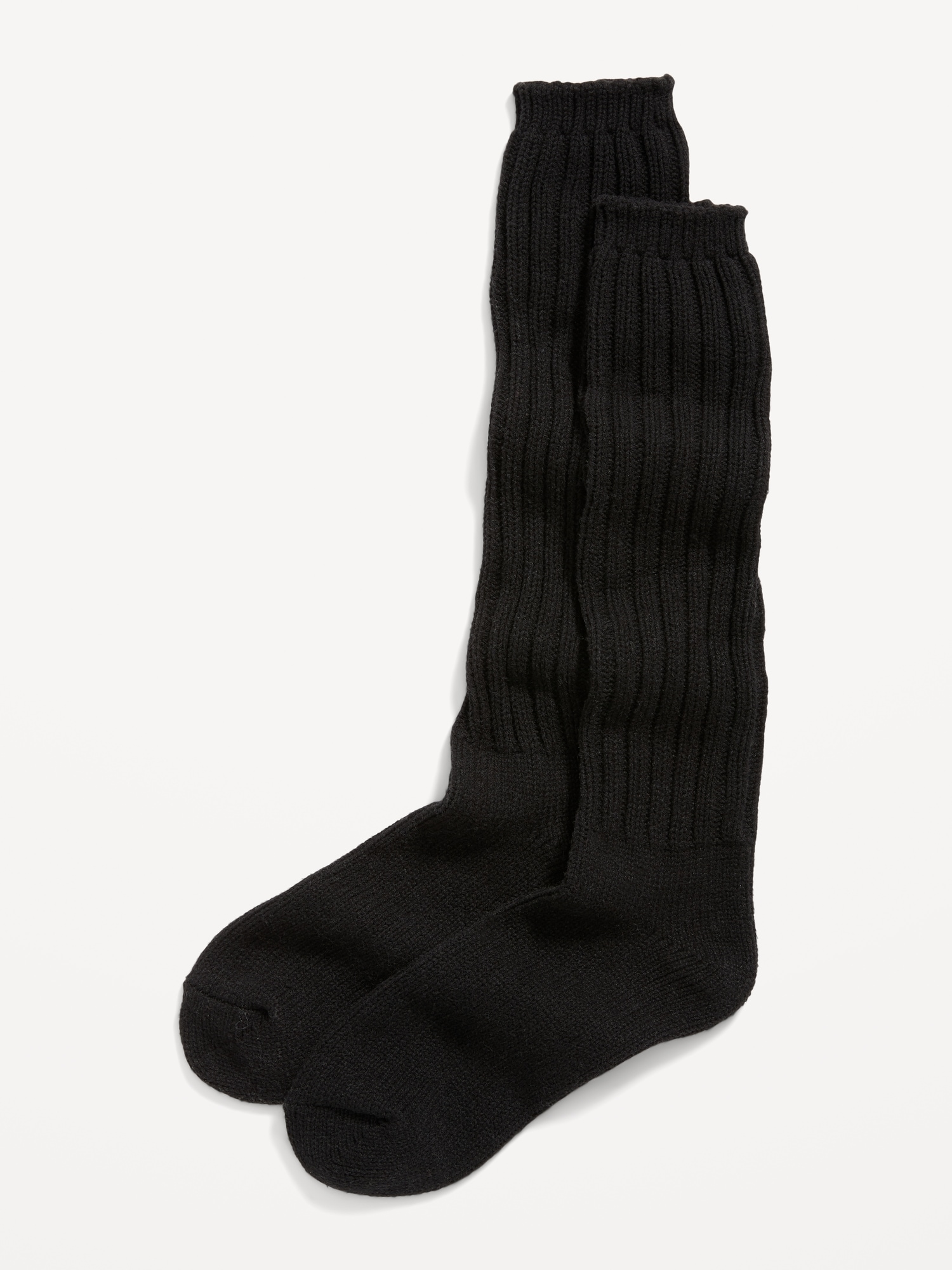 Old Navy Slouchy Rib-Knit Boot Socks for Women black. 1