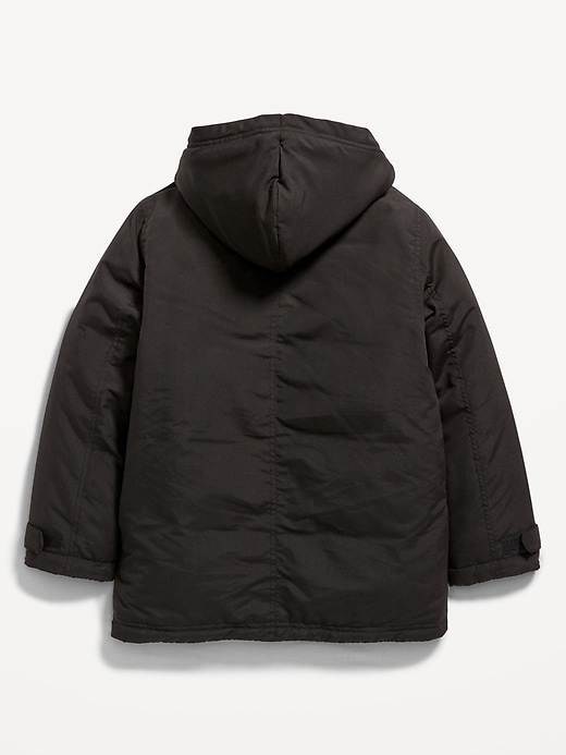 Gender-Neutral Water-Resistant Hooded Sherpa-Lined Utility-Pocket ...