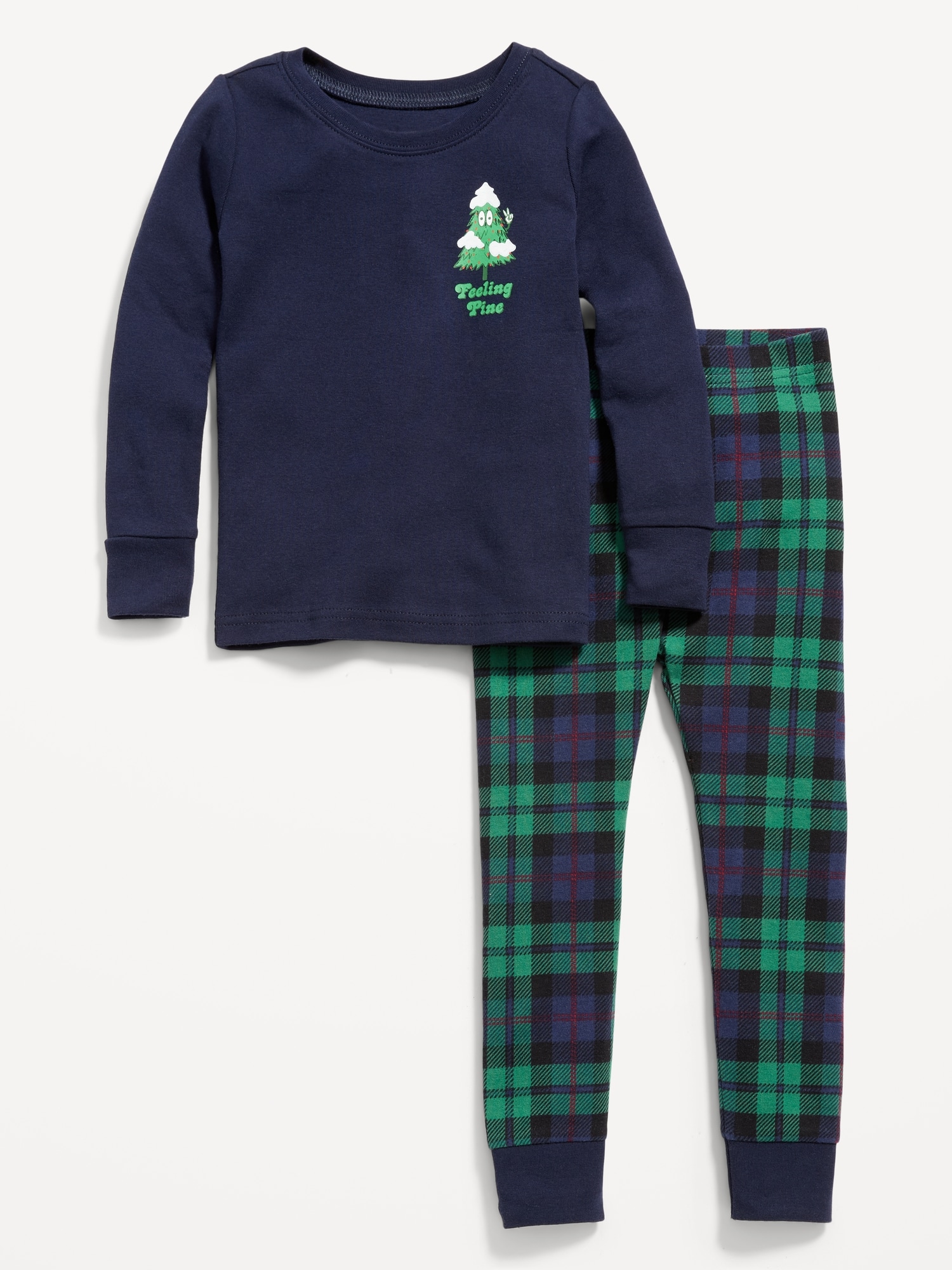 Unisex Kids Christmas Long Sleeve Plaid Flannel Pajamas