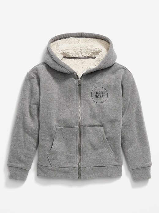 View large product image 1 of 1. Logo-Graphic Sherpa-Lined Zip Hoodie for Boys