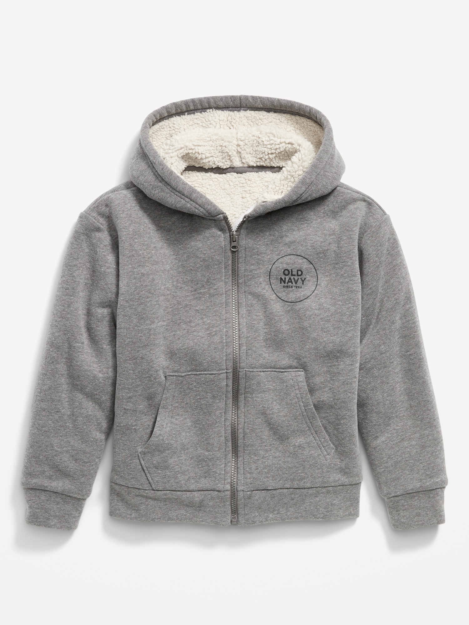 Logo-Graphic Sherpa-Lined Zip Hoodie for Boys