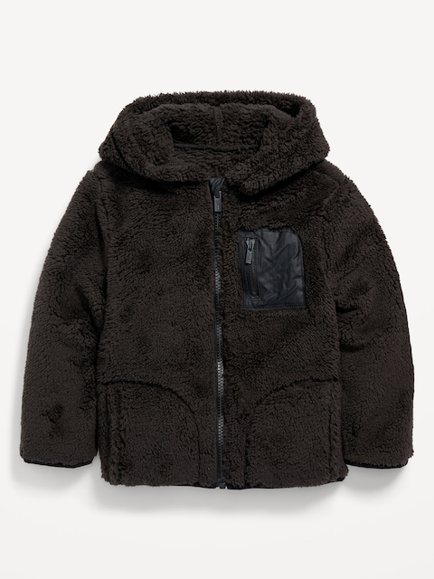 Hooded Sherpa Utility Zip Jacket for Toddler Boys