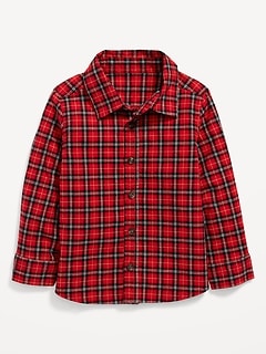 Plaid Button-Front Shirt for Toddler Boys