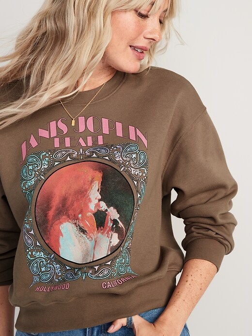 Image number 3 showing, Oversized Licensed Rock Star Cropped Sweatshirt for Women