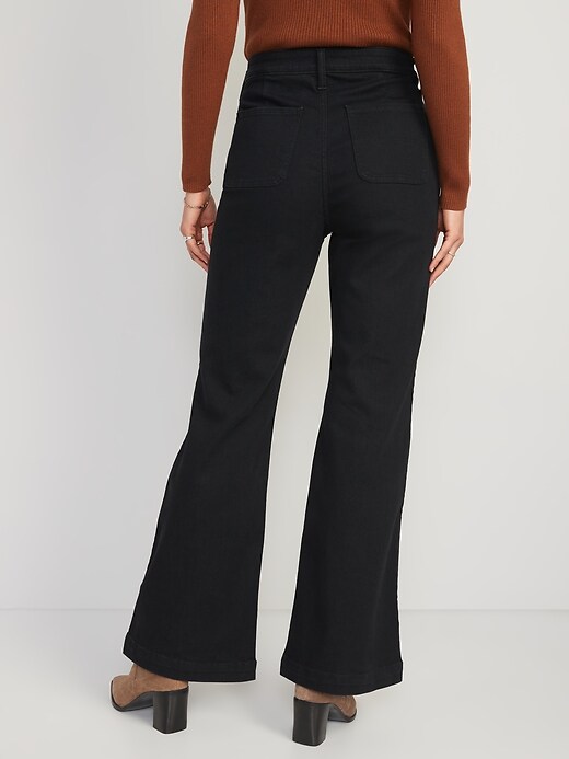 Image number 2 showing, Extra High-Waisted 360° Stretch Trouser Flare Black Jeans for Women