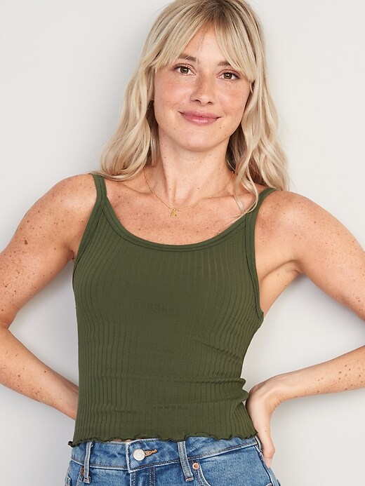 Image number 1 showing, Fitted Cropped Rib-Knit Cami Top for Women