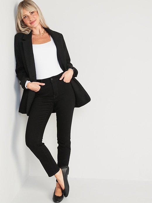 Image number 3 showing, High-Waisted Power Slim Straight Black Jeans for Women