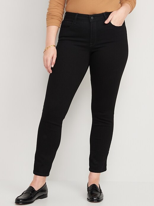 Image number 5 showing, Mid-Rise Power Slim Straight Black Jeans for Women