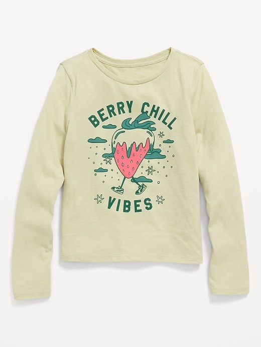 View large product image 1 of 1. Long-Sleeve "Berry Chill Vibes" Graphic T-Shirt for Girls