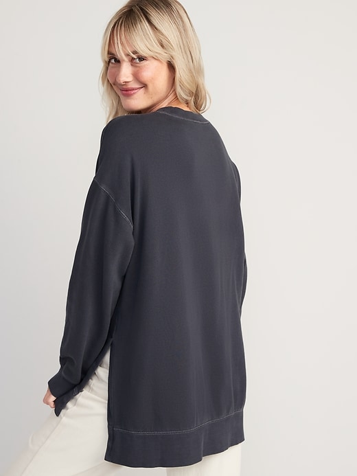 Old Navy Oversized Boyfriend Garment-Dyed Tunic Sweatshirt for