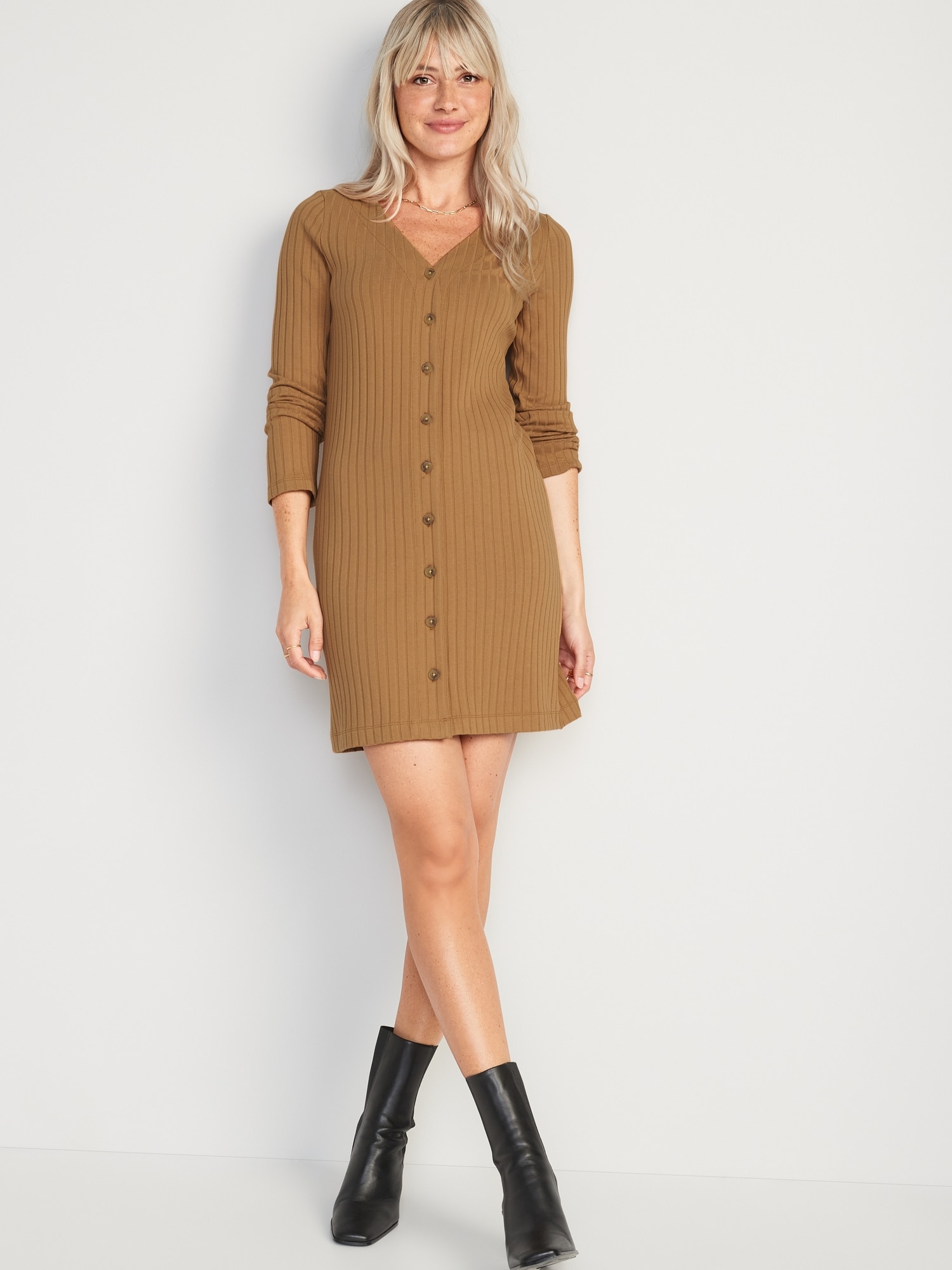 Knitted button dress sale