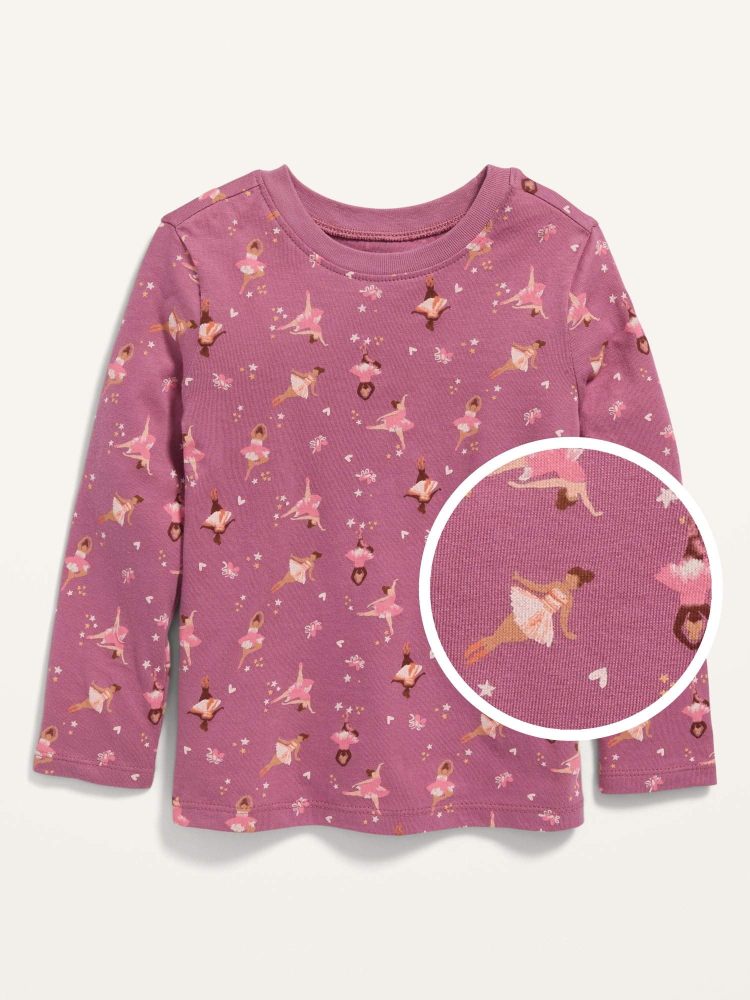 Old Navy Unisex Long-Sleeve Printed T-Shirt for Toddler pink. 1