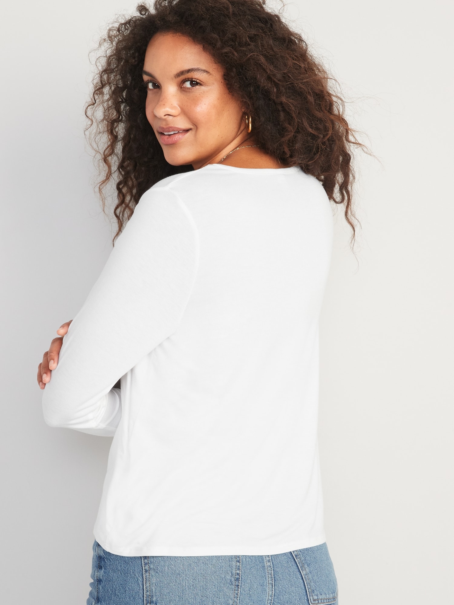 Luxe Crew-Neck Long-Sleeve T-Shirt for Women
