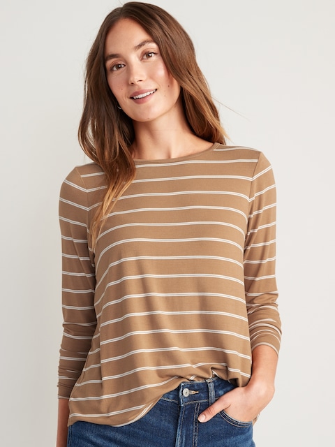 Luxe Striped Long-Sleeve T-Shirt