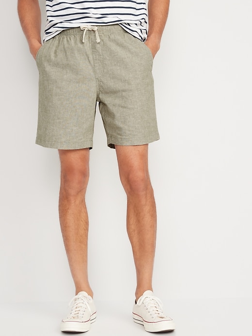 Old Navy Short de jogging en mélange de lin pour Homme, entrejambe de 18 cm. 1