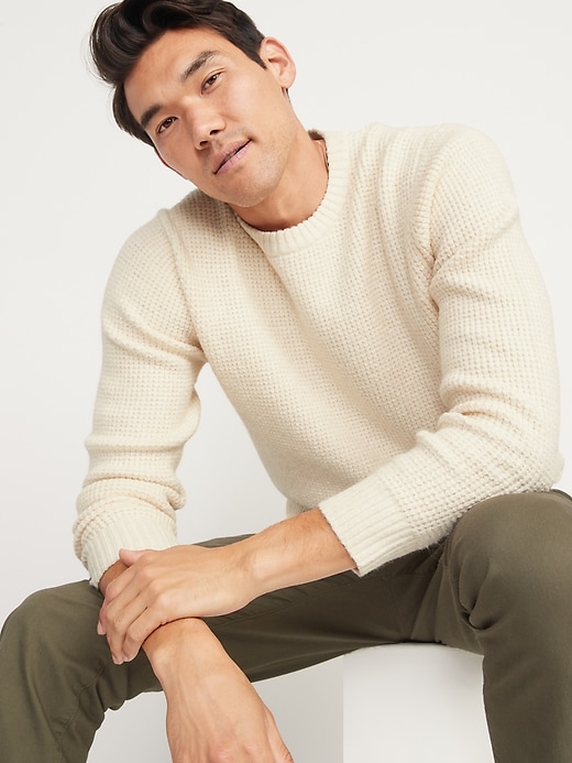 Image number 3 showing, Textured Waffle-Knit Crew-Neck Sweater