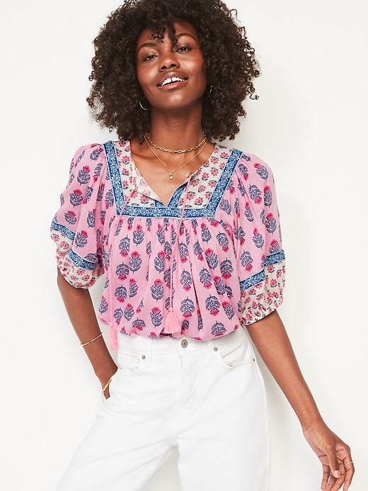 Embroidered Boho Swing Blouse