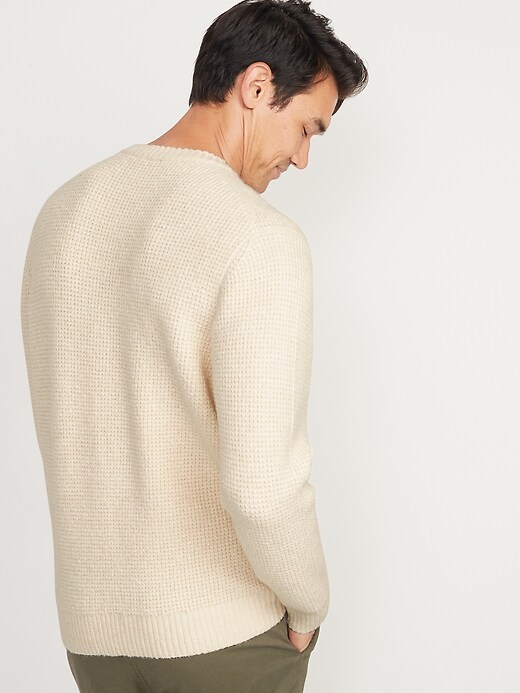 Image number 2 showing, Textured Waffle-Knit Crew-Neck Sweater
