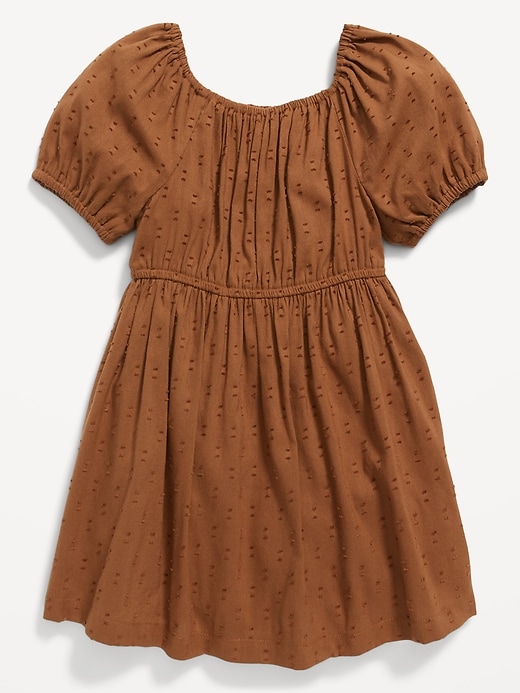 View large product image 2 of 2. Solid Cinched-Waist Clip-Dot Dress for Toddler Girls