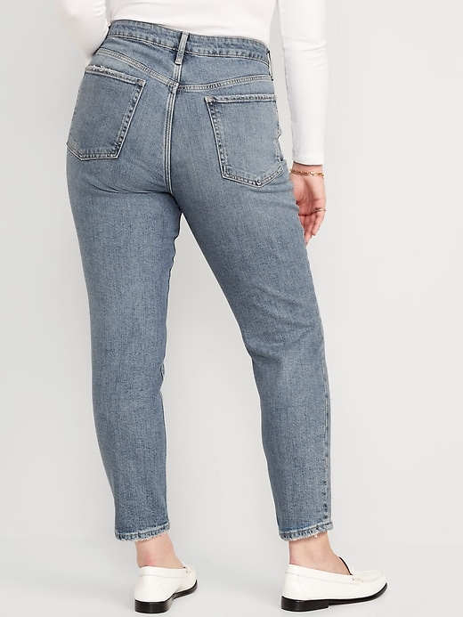 Image number 6 showing, High-Waisted Button-Fly O.G. Straight Ripped Ankle Jeans for Women