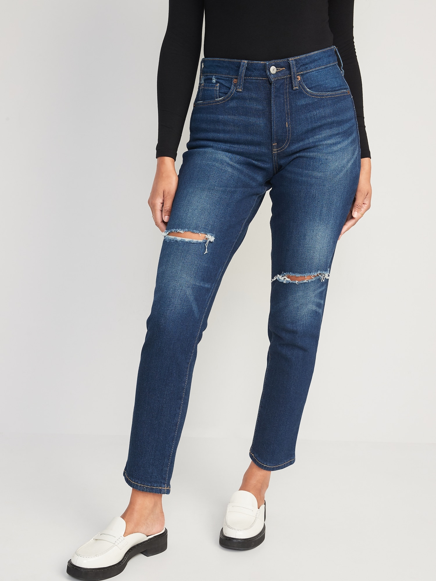 Curvy High-Waisted OG Straight Ripped Jeans for Women