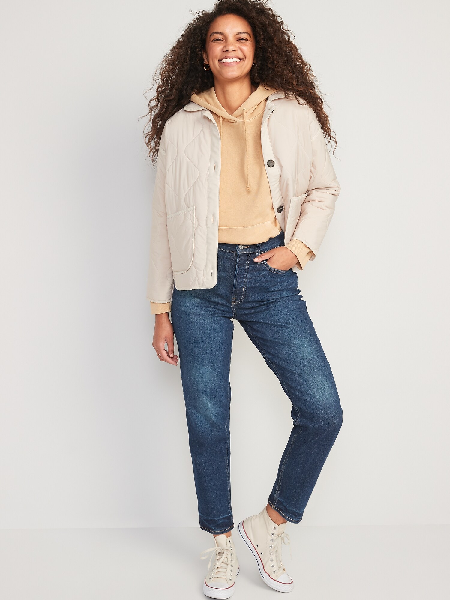 Curvy Extra High-Waisted Button-Fly Sky-Hi Straight Jeans for