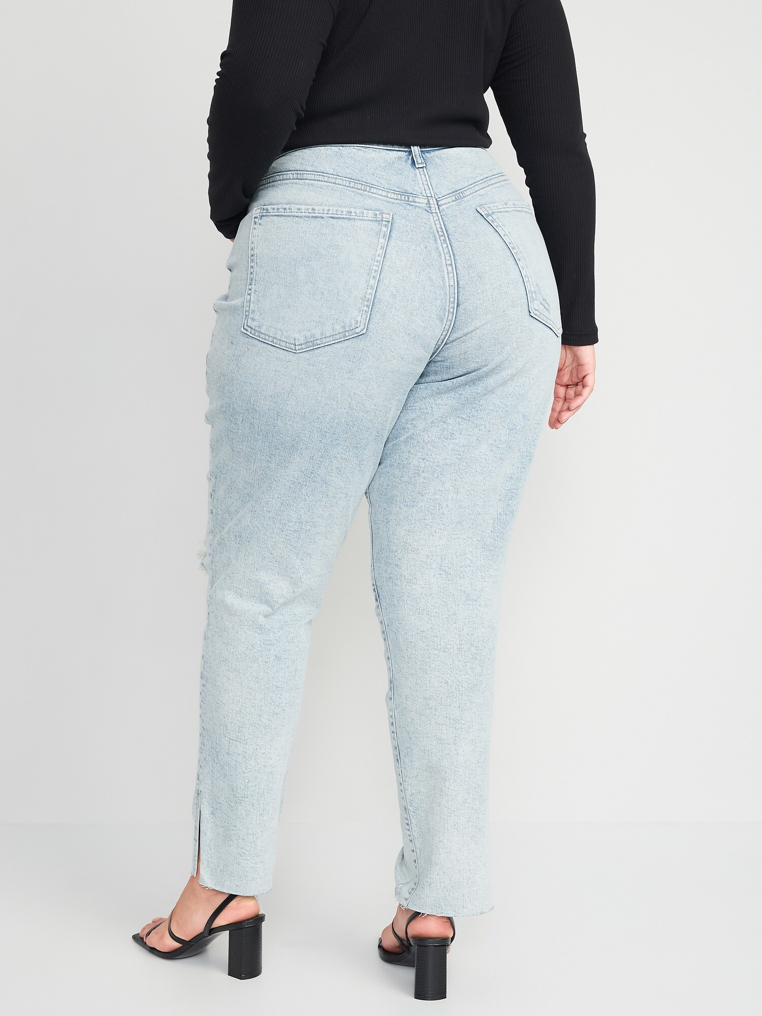 Curvy High-Waisted Button-Fly OG Straight Ripped Side-Split Ankle Jeans ...