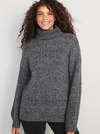 Marled Shaker-Stitch Turtleneck Sweater for Women | Old Navy