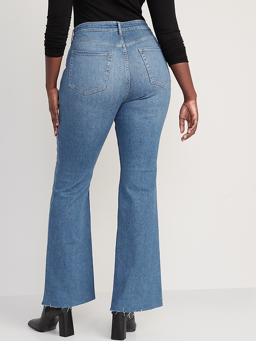 Higher High-Waisted Cotton-Hemp Blend Flare Cut-Off Jeans for Women