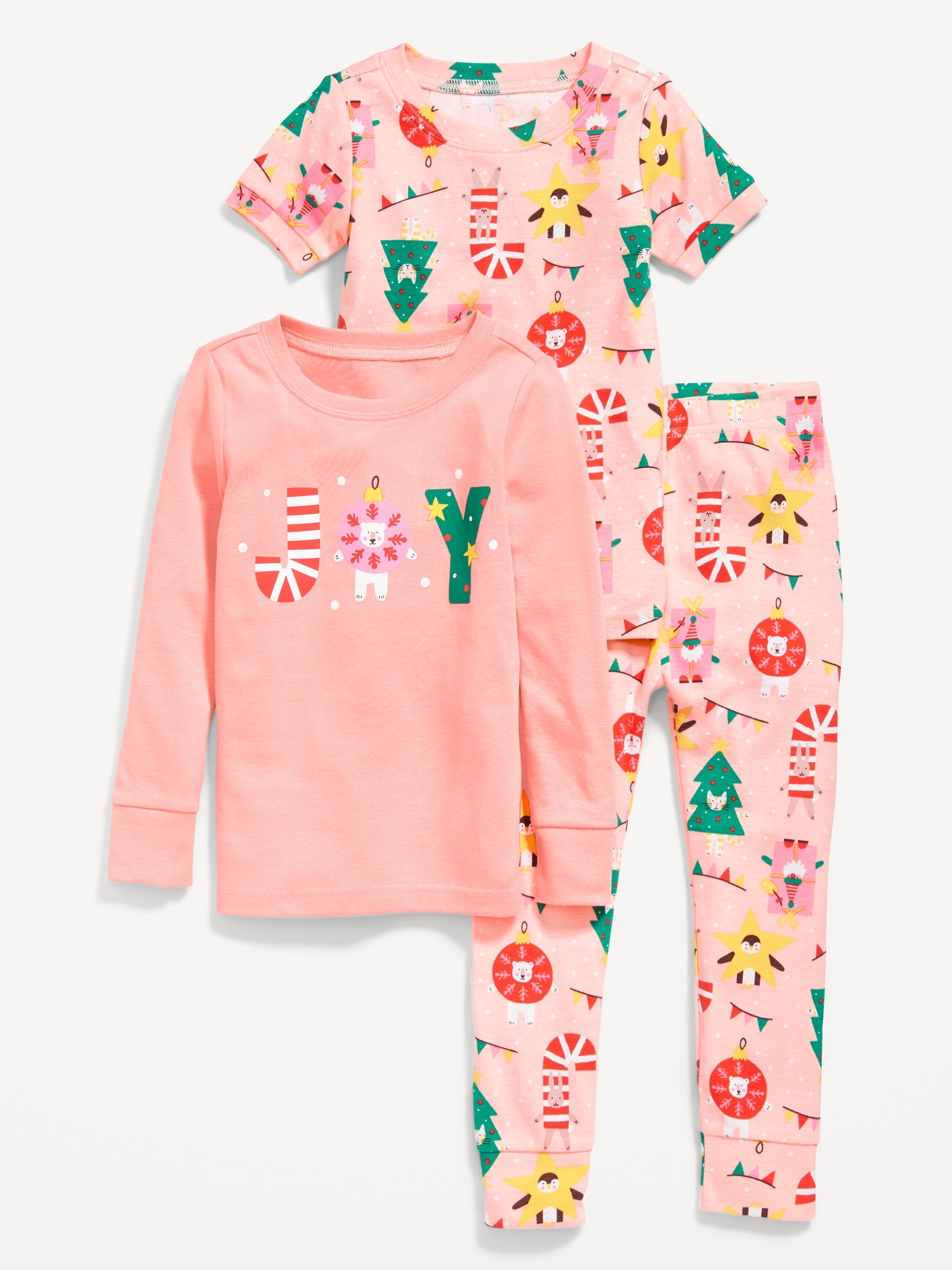 Unisex 3-piece Graphic Pajama Set For Toddler & Baby 