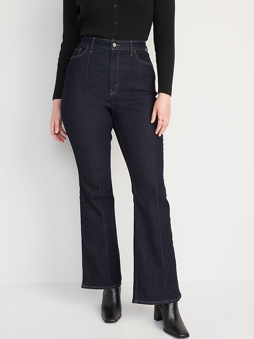 Image number 5 showing, Higher High-Waisted Pintuck Flare Jeans for Women