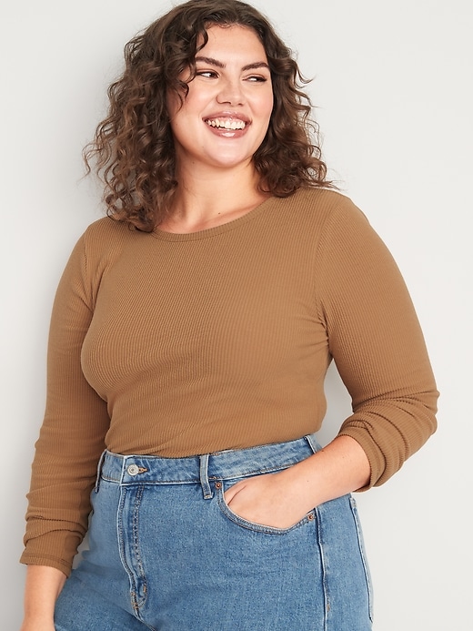 Image number 7 showing, Plush Long-Sleeve Rib-Knit Slim-Fit T-Shirt