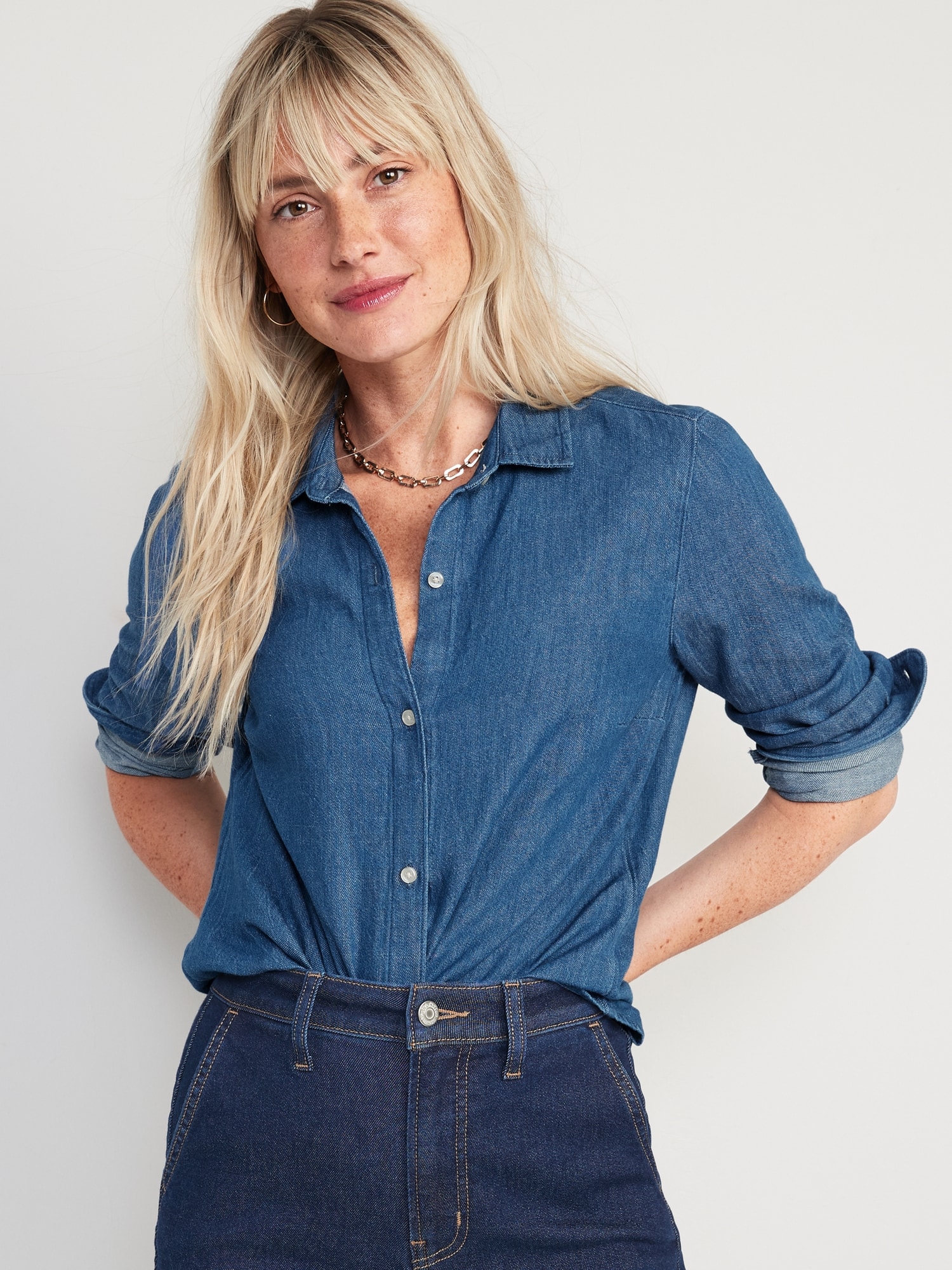 Ladies 2024 chambray shirt