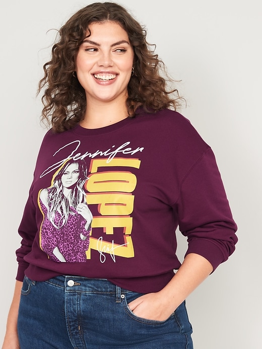 Image number 7 showing, Oversized Licensed Rock Star Cropped Sweatshirt for Women