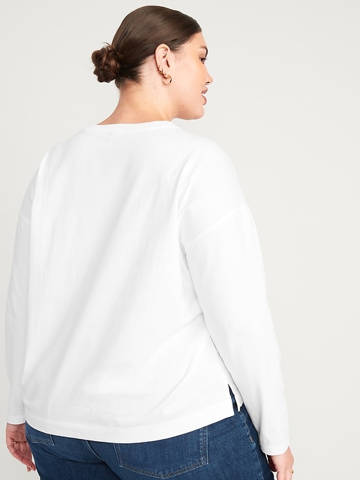 Image number 8 showing, Long-Sleeve Vintage Loose T-Shirt for Women