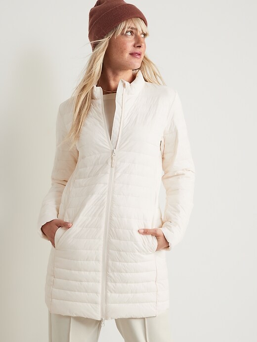 Image number 1 showing, Water-Resistant Quilted Zip-Front Tunic Jacket