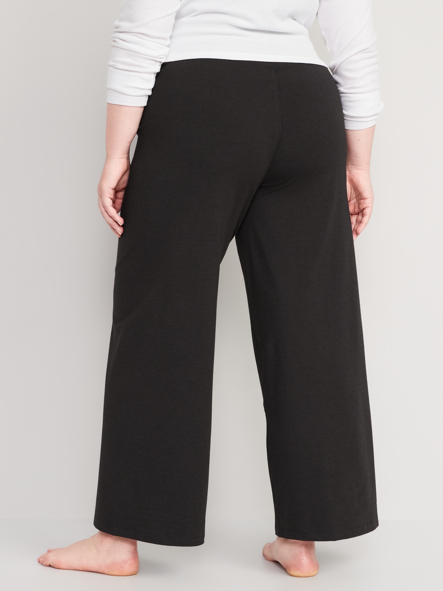Cotton Yoga Pants with Pockets for Women Petite Wide Trousers