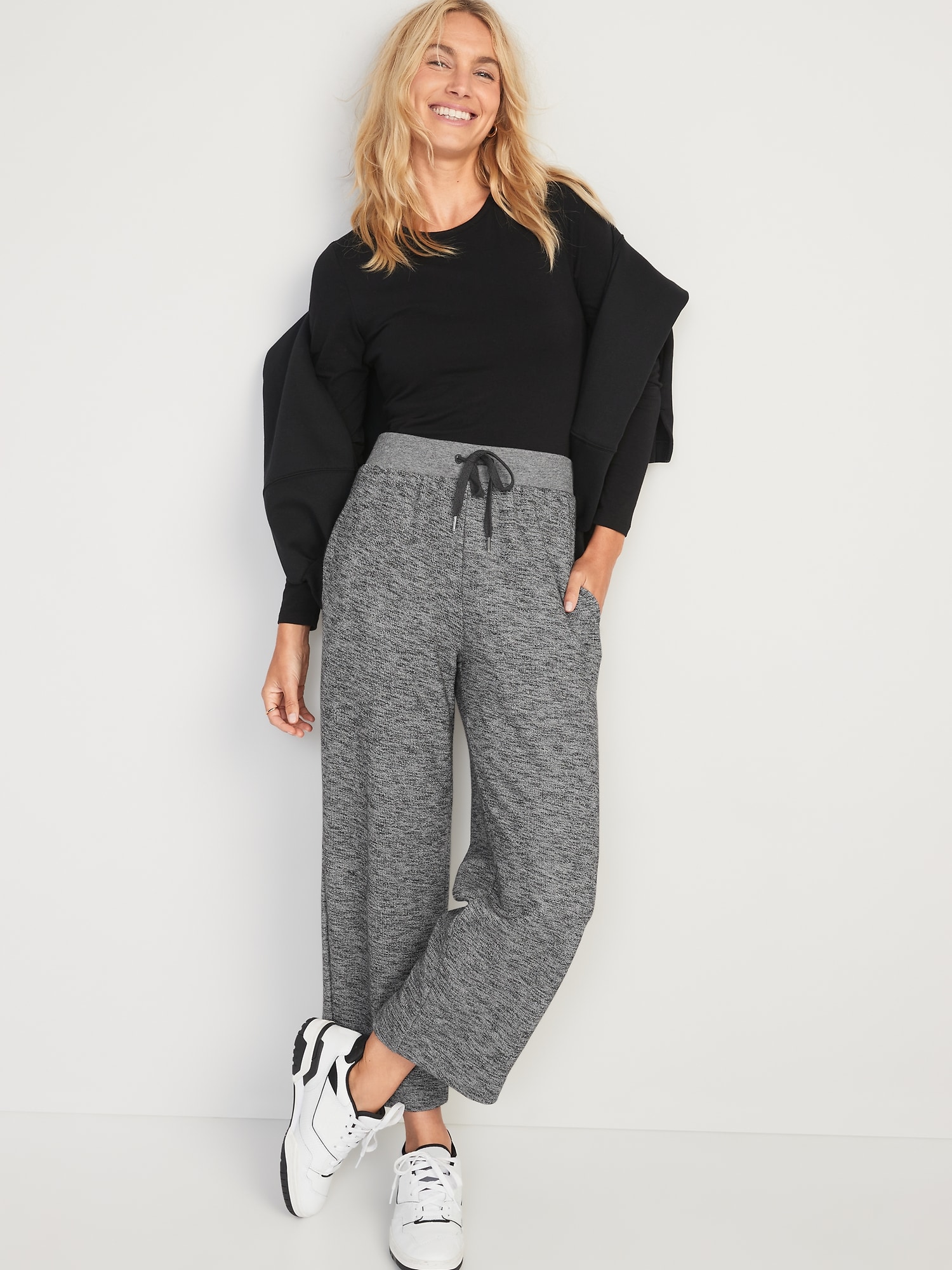 High-Waisted Cropped Straight Sweatpants
