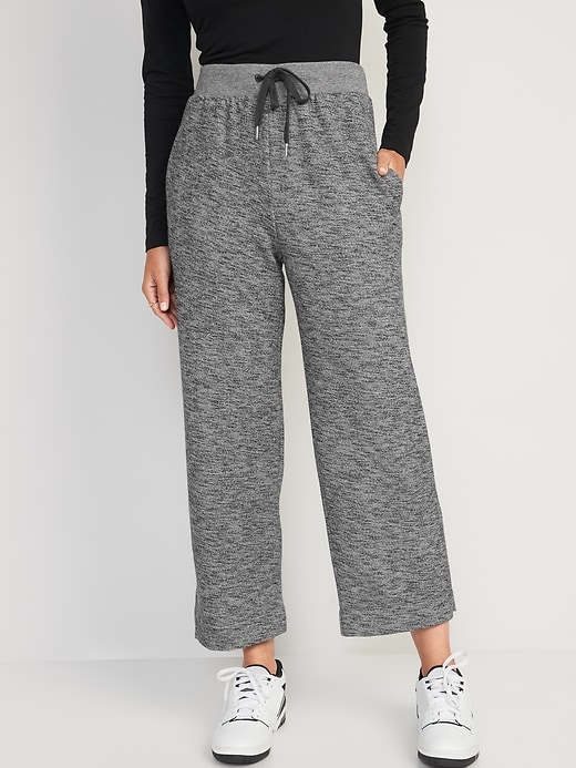 Image number 1 showing, High-Waisted Cropped Straight Sweatpants