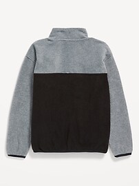 View large product image 3 of 3. Micro Fleece 1/4-Snap-Button Color-Block Pullover Sweater for Boys