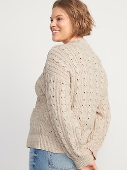 Speckled Cable-Knit Cardigan Sweater for Women | Old Navy