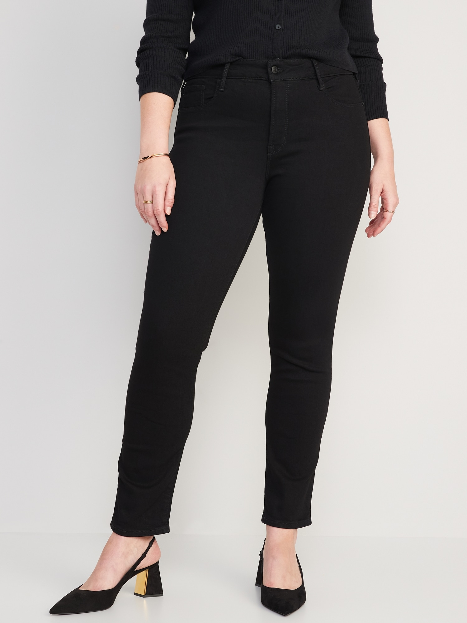 HighWaisted Power Slim Straight Black Jeans for Women Old Navy