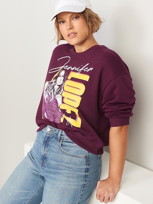 Image number 3 showing, Oversized Licensed Rock Star Cropped Sweatshirt for Women
