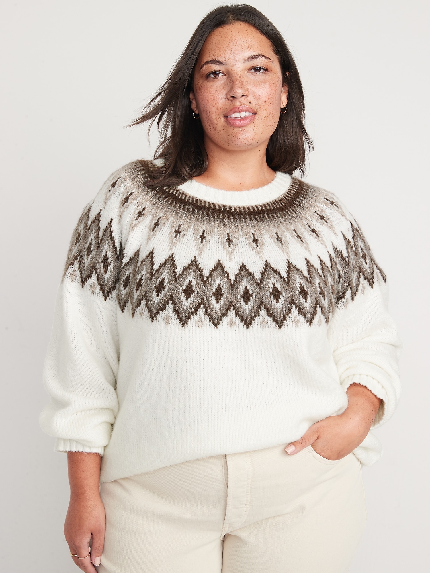 Women's plus size fair isle clearance sweater