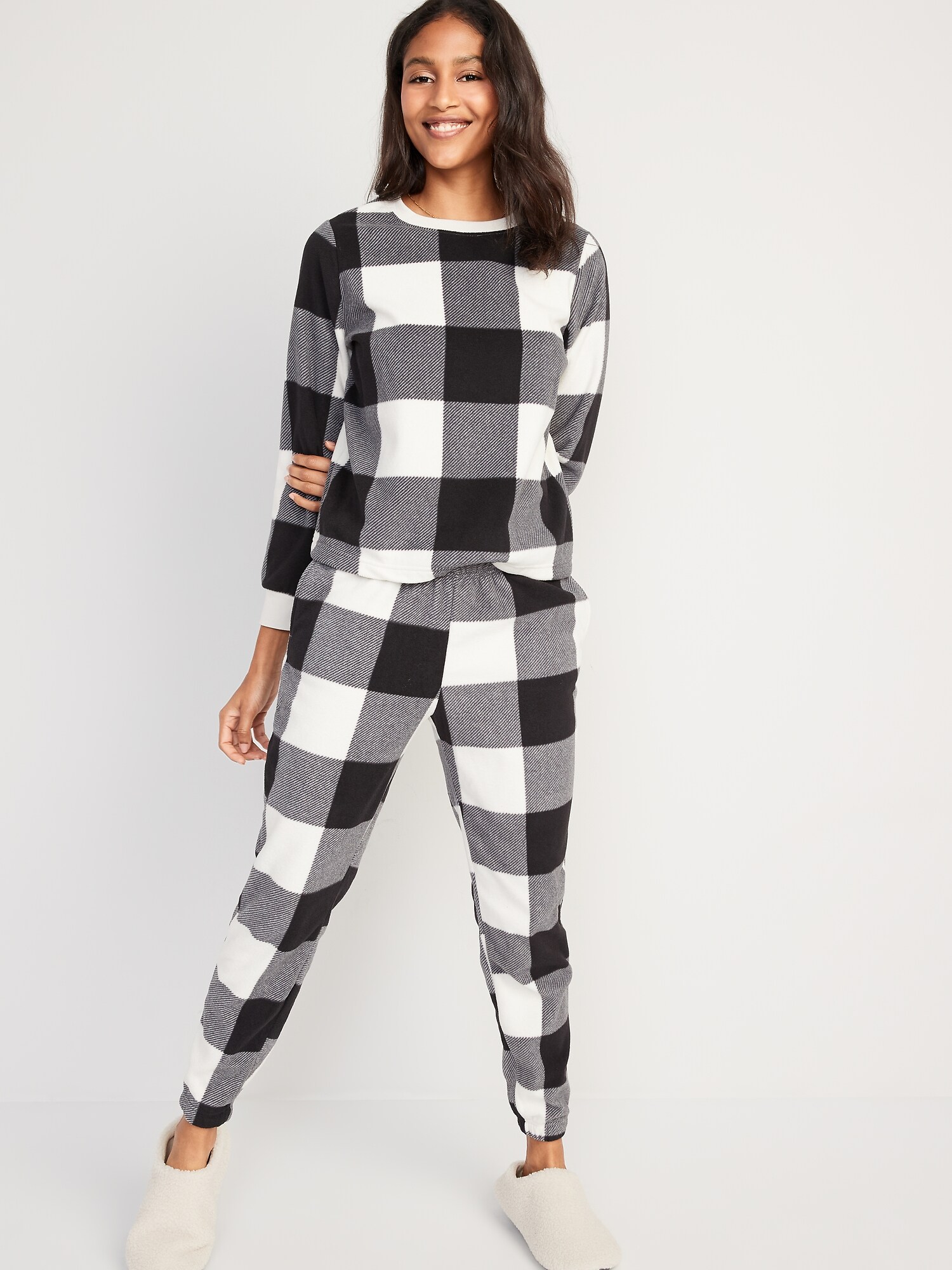 Matching Printed Microfleece Pajama Set for Women