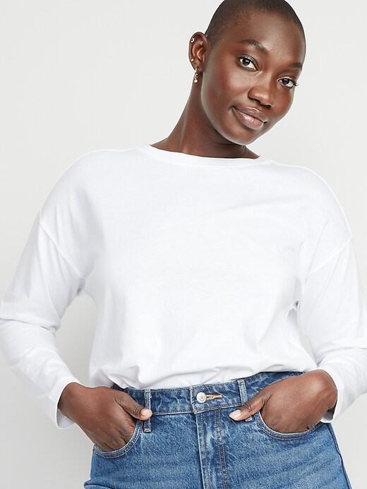 Image number 5 showing, Long-Sleeve Vintage Loose T-Shirt for Women